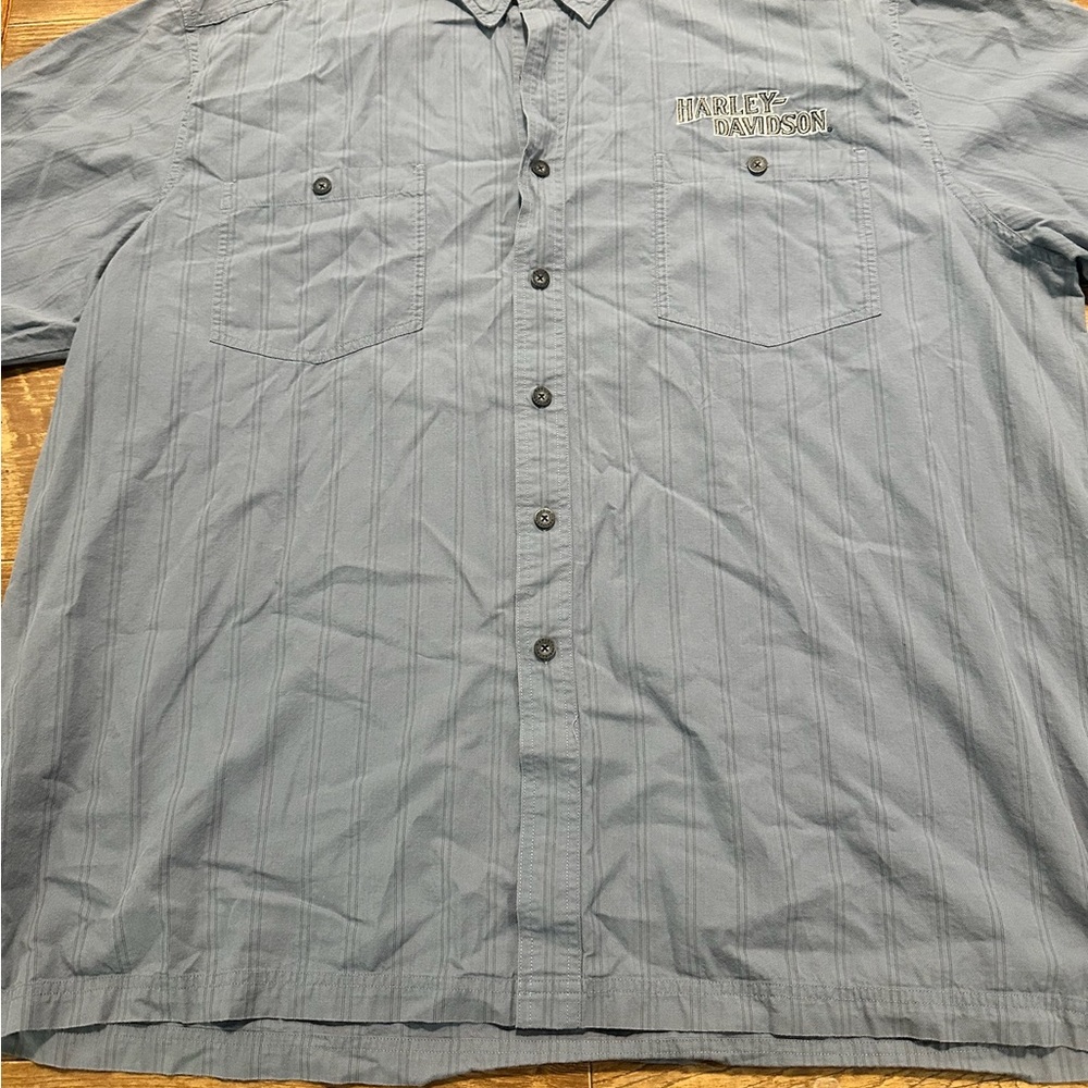 Harley -Davidson Mens Button Up  Short Sleeve Shirt 3XL Gray